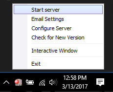 Select "Start server" to start the server
